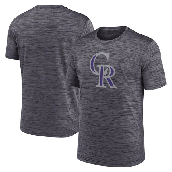 Men's Colorado Rockies Gray Team Logo Velocity Performance T-Shirt